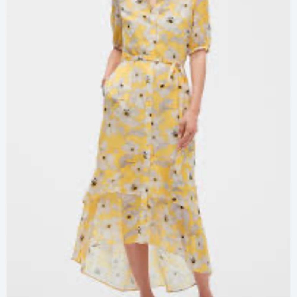 Banana Republic Yellow High-Low Sundress with Dolman Sleeves
